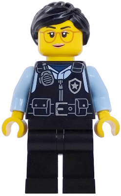 Art Factory Security - Female, Black Safety Vest with Silver Star Badge Logo, Black Legs, Black Ponytail and Swept Sideways Fringe collectible image
