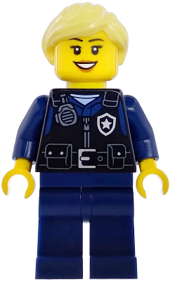 Airport Security Guard - Female, Black Safety Vest with Silver Star Badge Logo, Dark Blue Legs, Bright Light Yellow Hair Ponytail collectible image