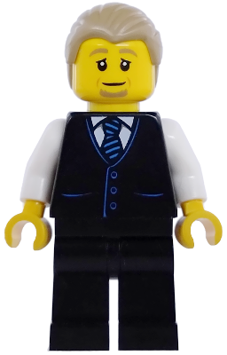 Air Traffic Controller - Male, Black Vest with Blue Striped Tie, Black Legs, Dark Tan Hair Combed collectible image