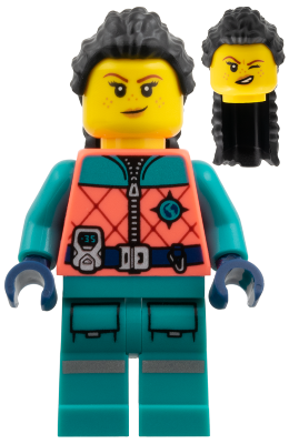 Arctic Explorer - Female, Coral and Dark Turquoise Outfit, Long Black Hair collectible image