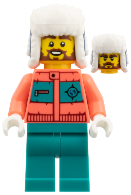 Arctic Explorer - Coral Jacket, Dark Turquoise Legs, Dark Blue Ushanka Hat collectible image