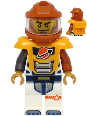 Astronaut - Male, White Spacesuit with Dark Orange and Pearl Dark Gray Arms, Dark Orange Helmet, Trans-Clear Visor, Bright Light Orange Armor with Ingot